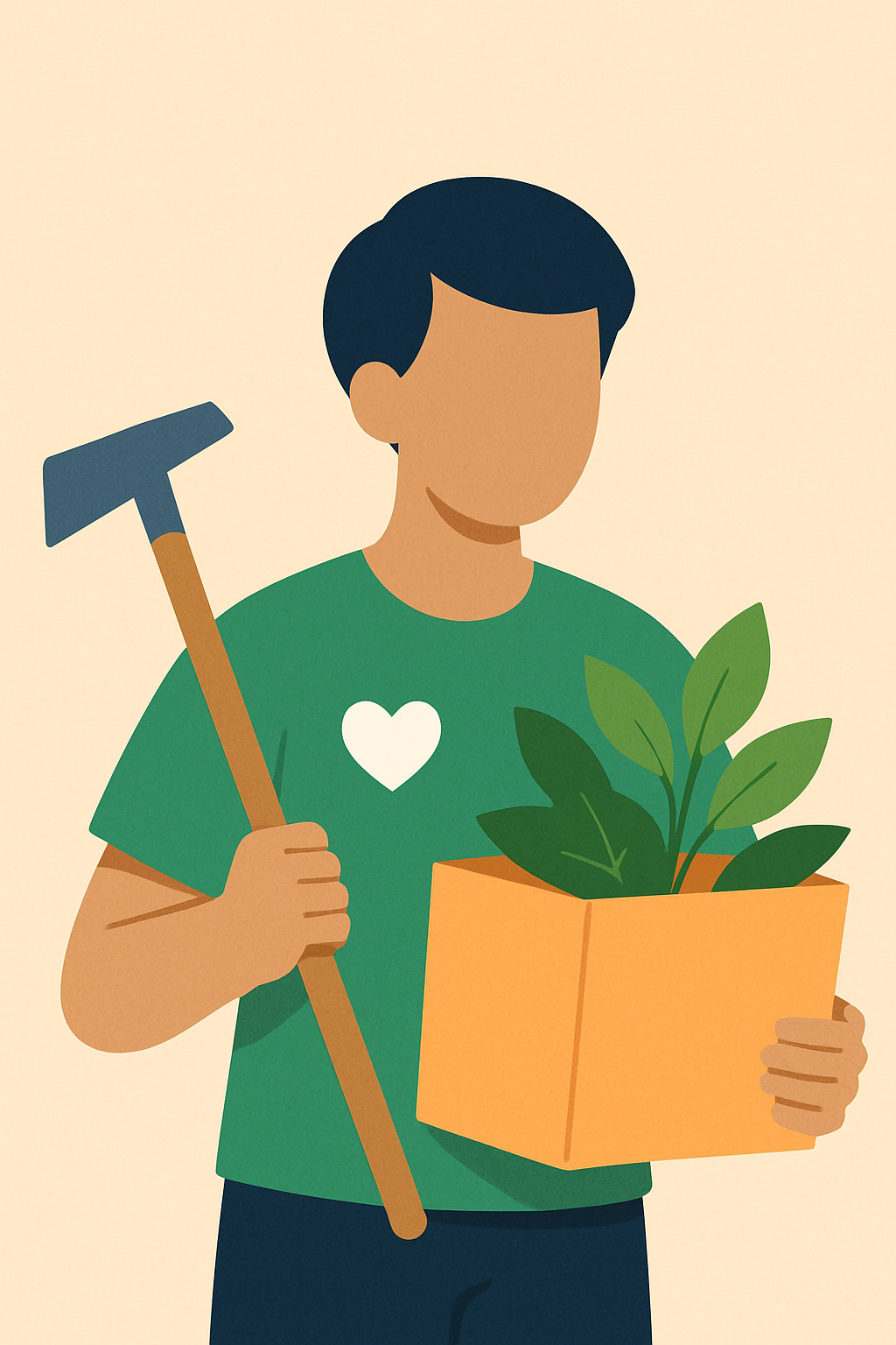 Volunteer holding plants